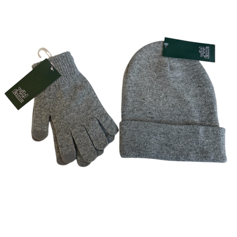 ✨5/$25 Wild Fable Grey Beanie and Gloves Set